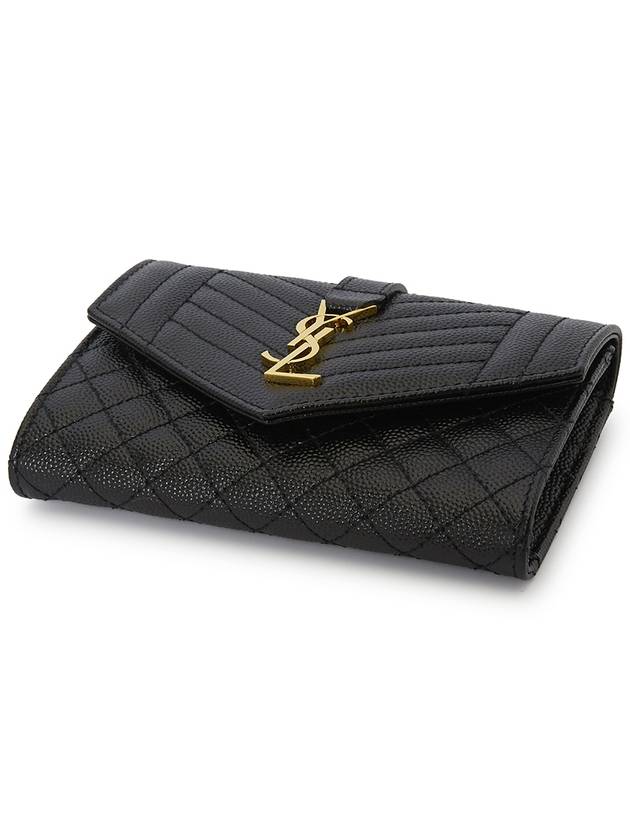 Matelasse Monogram Envelope Small Half Wallet Black - SAINT LAURENT - BALAAN 4