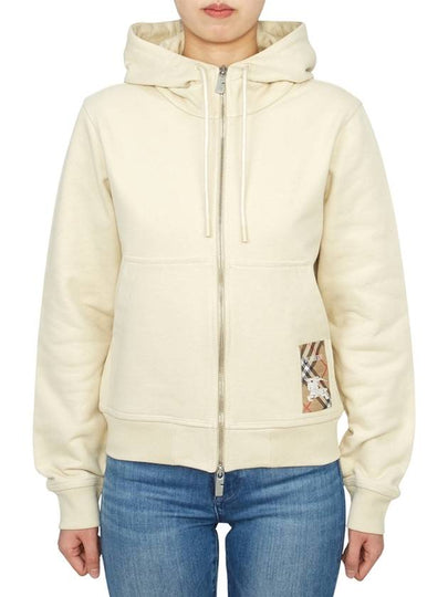 Check Label Cotton Hooded Zip Up Nutmeg - BURBERRY - BALAAN 2