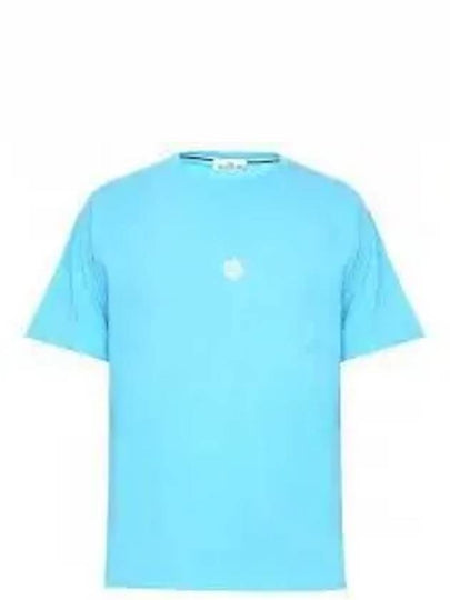 Garment Dyed Lettering One Print Cotton Jersey Short Sleeve T-Shirt Turquoise - STONE ISLAND - BALAAN 2