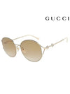 Eyewear Round Gold Sunglasses Brown - GUCCI - BALAAN 3