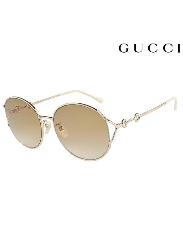 Eyewear Round Gold Sunglasses Brown - GUCCI - BALAAN 3