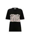 Lace Corset Print Short Sleeves T-Shirt Black - ALEXANDER MCQUEEN - BALAAN 2