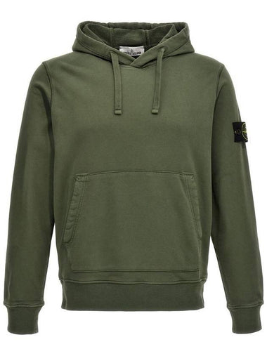 Logo Patch Drawstring Hoodie Dark Green - STONE ISLAND - BALAAN 1