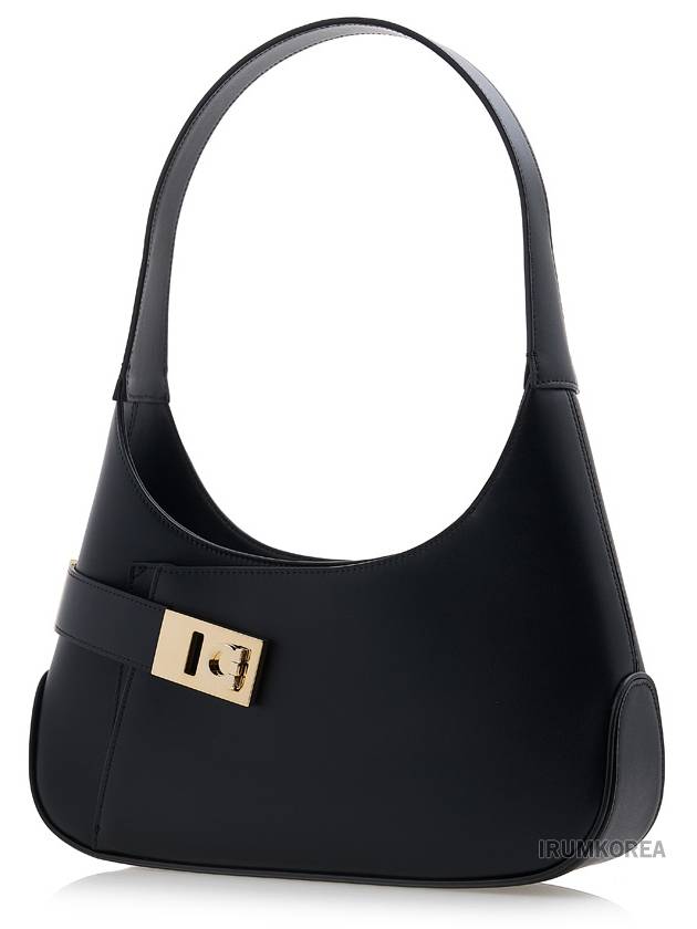 Smooth Caprether Medium Shoulder Bag Black - SALVATORE FERRAGAMO - BALAAN 3