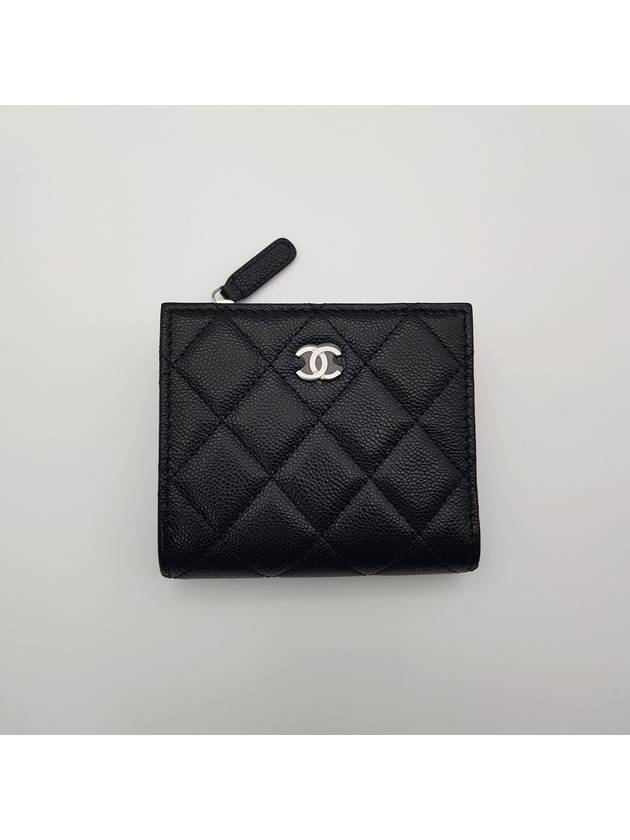 Calfskin Plain Folding Wallet Logo Folding Wallets Black - CHANEL - BALAAN 2