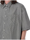 Striped Boxy Fit Short Sleeve Shirt Grey - AMI - BALAAN 4