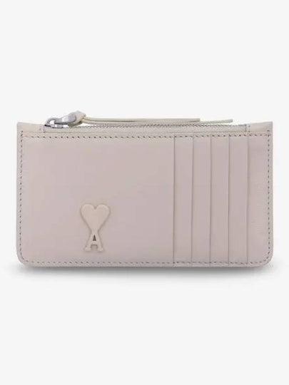 De Coeur Zippered Leather Card Wallet Cream - AMI - BALAAN 2