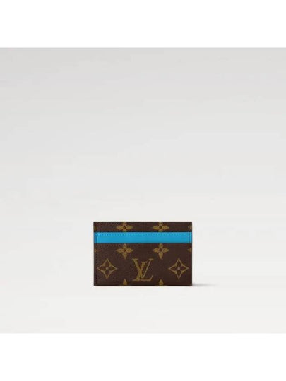 Double Card Wallet Brown Blue - LOUIS VUITTON - BALAAN 2