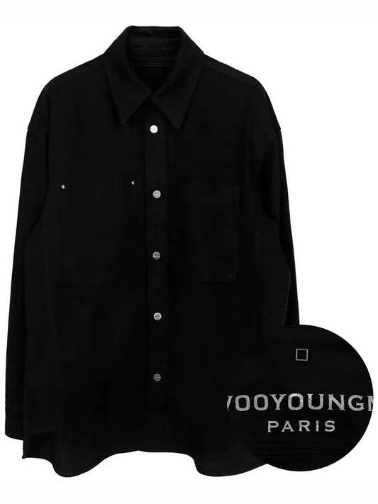 Back Logo Denim Cotton Long Sleeve Shirt Black - WOOYOUNGMI - BALAAN 2