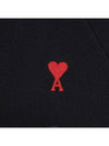 Heart Logo Cotton Hoodie Black - AMI - BALAAN 4