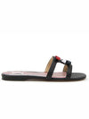 Pebble Grain Bow Brogue Slide Sandals Black - THOM BROWNE - BALAAN 2