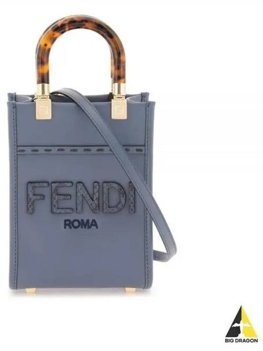 Sunshine Leather Elaphe Shopper Tote Bag Blue - FENDI - BALAAN 2