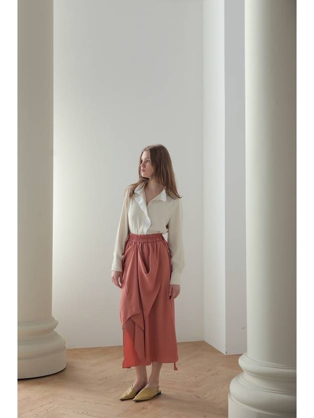 Caisienne Drape Midi Skirt Brick - CAHIERS - BALAAN 10