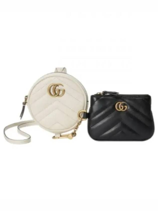 GG Marmont Coin Wallet Keyholder Set Black White - GUCCI - BALAAN 2