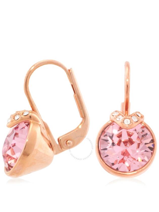 Bella V Round Drop Earrings Pink Rose Gold - SWAROVSKI - BALAAN 4