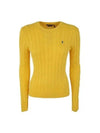 Embroidered Logo Pony Cable Knit Top Yellow - POLO RALPH LAUREN - BALAAN 2