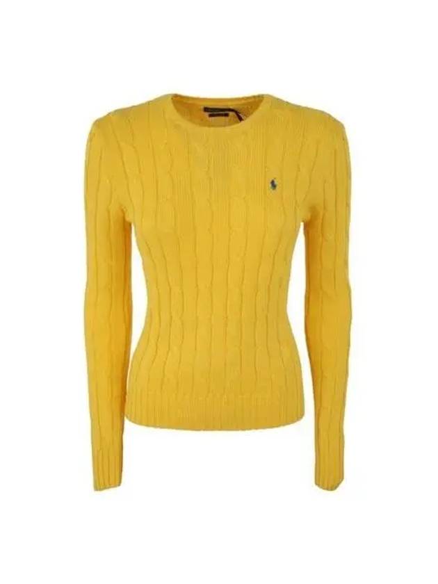 Embroidered Logo Pony Cable Knit Top Yellow - POLO RALPH LAUREN - BALAAN 2