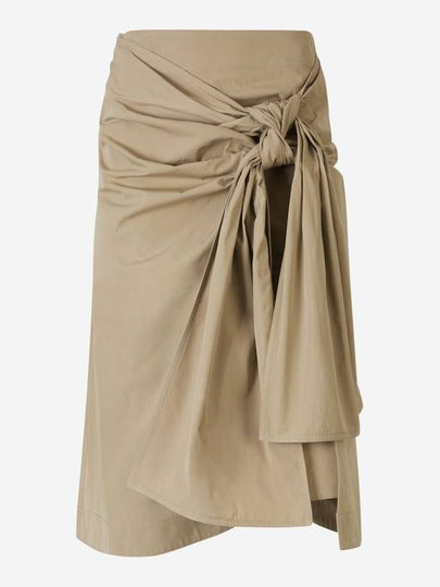 Asymmetric Hem Midi A-Line Skirt Beige - BOTTEGA VENETA - BALAAN 2