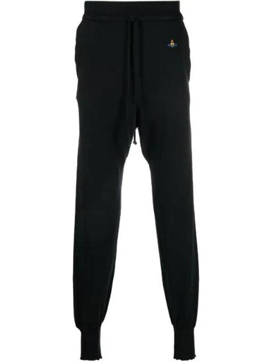 Women's Embroidered Logo Cashmere Blend Track Pants Black - VIVIENNE WESTWOOD - BALAAN 1