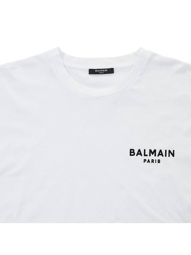 Logo Print Cropped Cotton Short Sleeve T-Shirt White - BALMAIN - BALAAN 4