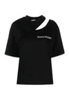 Embroidery Logo Cut-Out Short Sleeve T-Shirt Black - ALEXANDER MCQUEEN - BALAAN 2