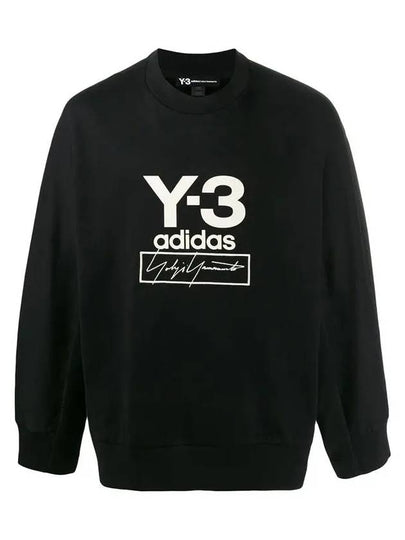 Stack Logo Crew Neck Cotton Sweatshirt Black - Y-3 - BALAAN 2