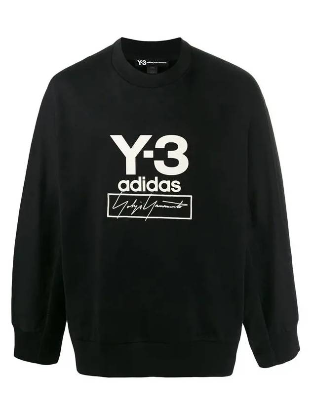 Stack Logo Crew Neck Cotton Sweatshirt Black - Y-3 - BALAAN 3