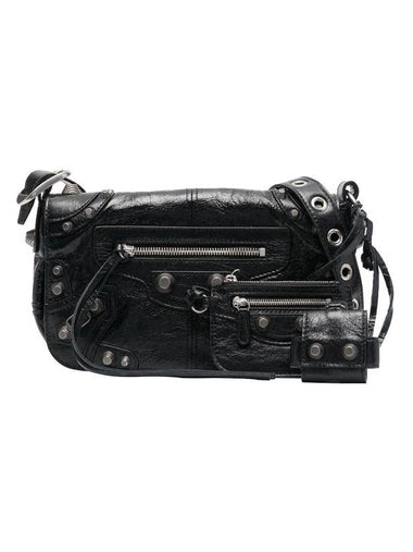 Zipper Stud Arena Lambskin Shoulder Bag Black - BALENCIAGA - BALAAN 1