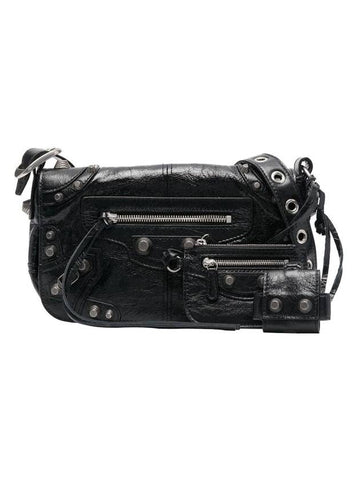 Zipper Stud Arena Lambskin Shoulder Bag Black - BALENCIAGA - BALAAN 1