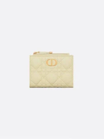 Caro Dahlia Supple Cannage Calfskin Half Wallet Pastel Yellow - DIOR - BALAAN 1