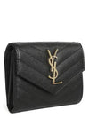 Matelasse Monogram Quilting Flap Half Wallet Black - SAINT LAURENT - BALAAN 2