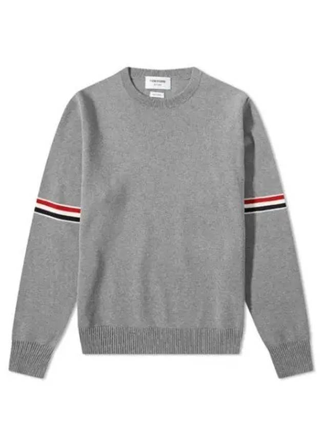 Men's Milan Stitch Armband Crew Neck Knit Top Light Grey - THOM BROWNE - BALAAN 2