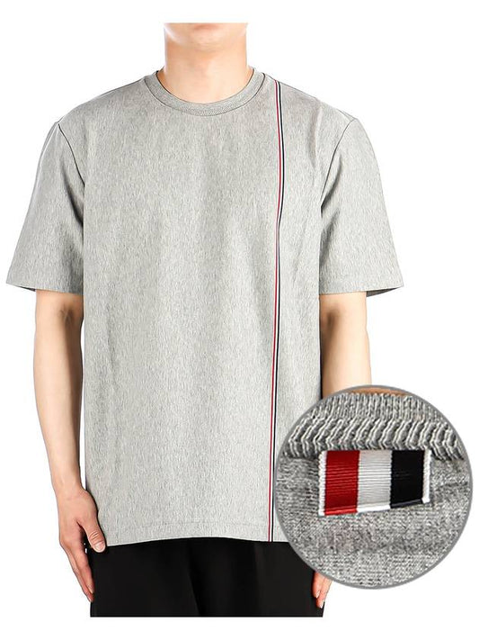 RWB Stripe Cotton Short Sleeve T-shirt Grey - THOM BROWNE - BALAAN 2