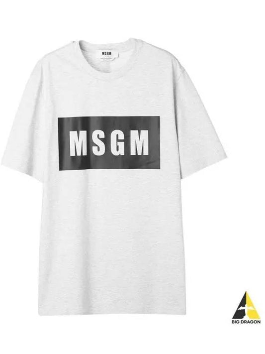 Box Logo Print Short Sleeve T-Shirt Grey - MSGM - BALAAN 2