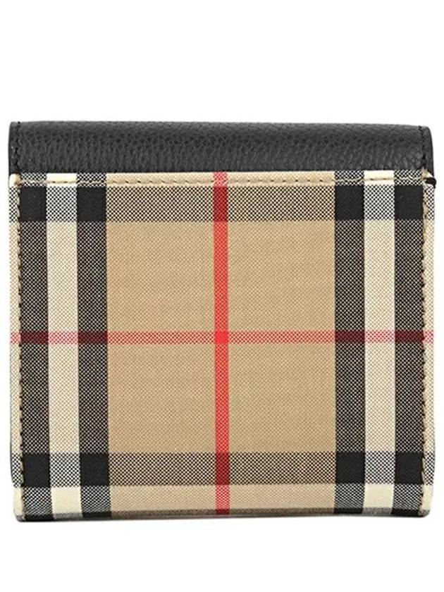 Vintage Check Grainy Leather Half Wallet Black - BURBERRY - BALAAN 4