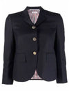 Women's Twill Slim Fit Single Breasted Wool Jacket Navy - THOM BROWNE - BALAAN 2