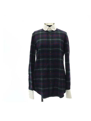 Wool Check Blouse Navy - DSQUARED2 - BALAAN 1