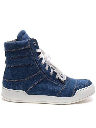 Men's Denim High Top Sneakers - BALMAIN - BALAAN 1