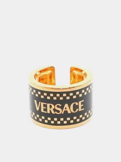 90s Engraving Logo Ring Gold Black - VERSACE - BALAAN 2