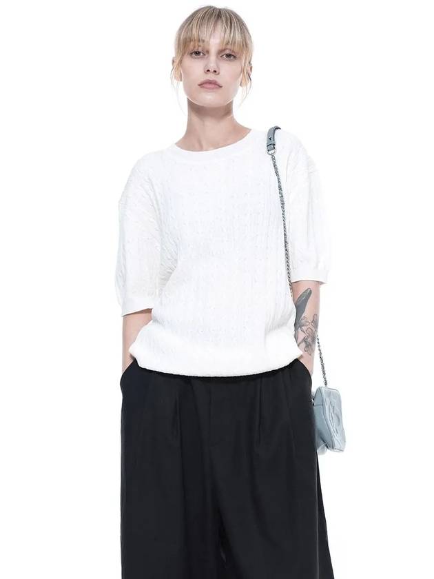 Women s LCRHK WH Linen Cable Round Half Knit White - CHANCE'S NOI - BALAAN 1