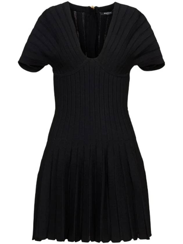 Pleated Mesh Mini Dress YF0R7085KD04 - BALMAIN - BALAAN 1