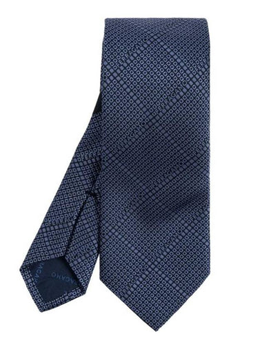 Jacquard Gancini Tie Dark Blue - SALVATORE FERRAGAMO - BALAAN 1