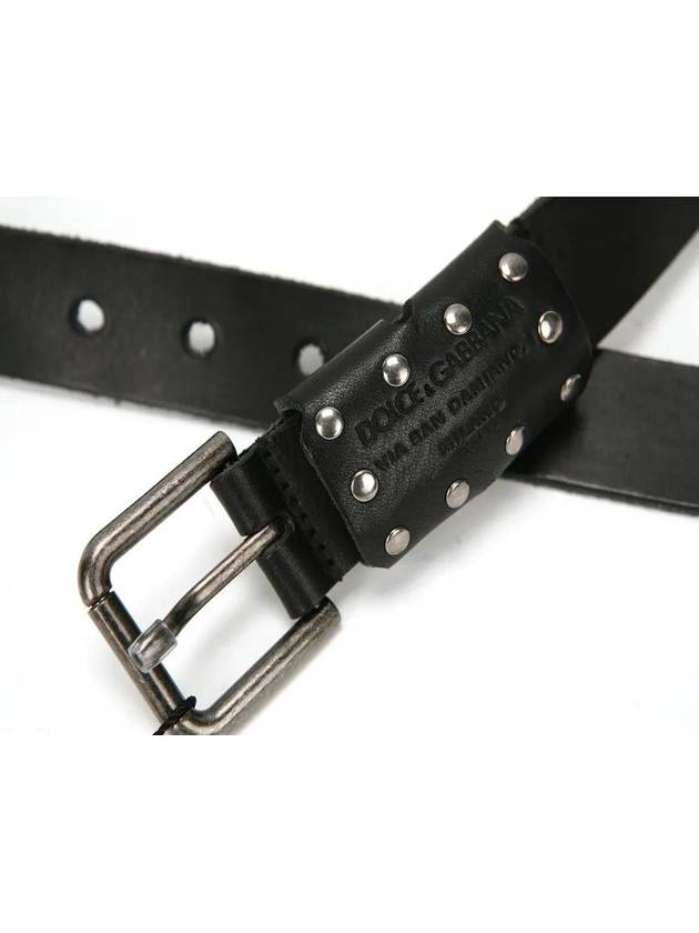 Leather Stud Plate Belt Black - DOLCE&GABBANA - BALAAN 2