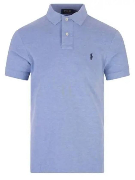 Logo Slim Fit Short Sleeve Polo Shirt Blue - POLO RALPH LAUREN - BALAAN 2