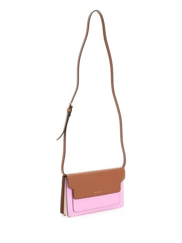 Color Block Saffiano Trunk Cross Bag Brown - MARNI - BALAAN 4