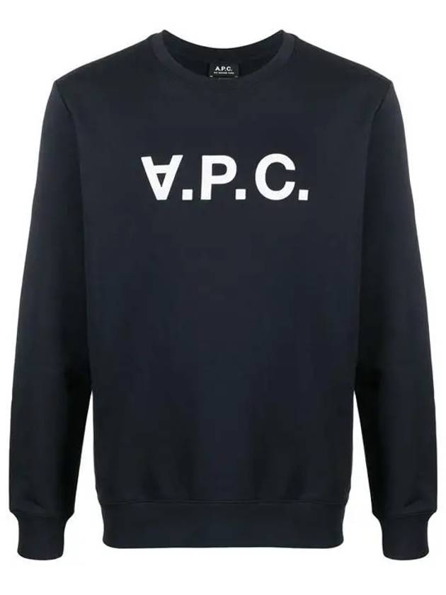 Men's VPC Logo Print Crew Neck Sweatshirt Navy - A.P.C. - BALAAN 2