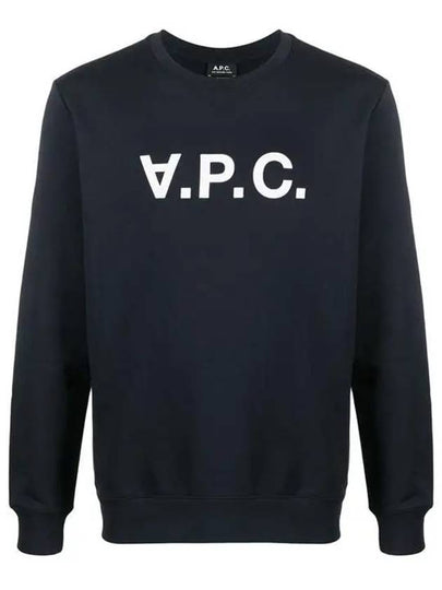 Men's VPC Logo Print Crew Neck Sweatshirt Navy - A.P.C. - BALAAN 2