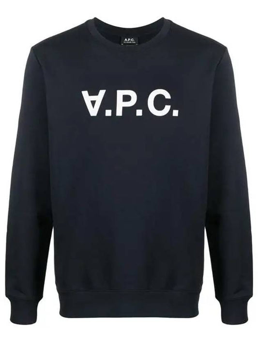 Men's VPC Logo Print Crew Neck Sweatshirt Navy - A.P.C. - BALAAN 2