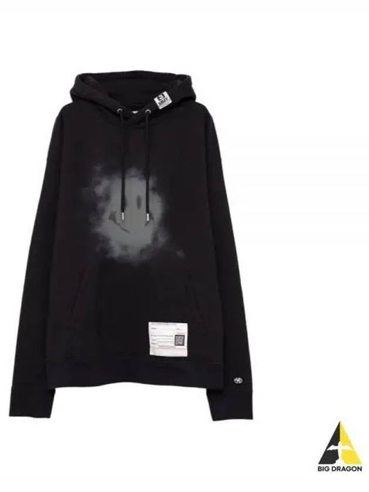 24 A12HD672 BLACK Smiley Face Print Hoodie - MIHARA YASUHIRO - BALAAN 1