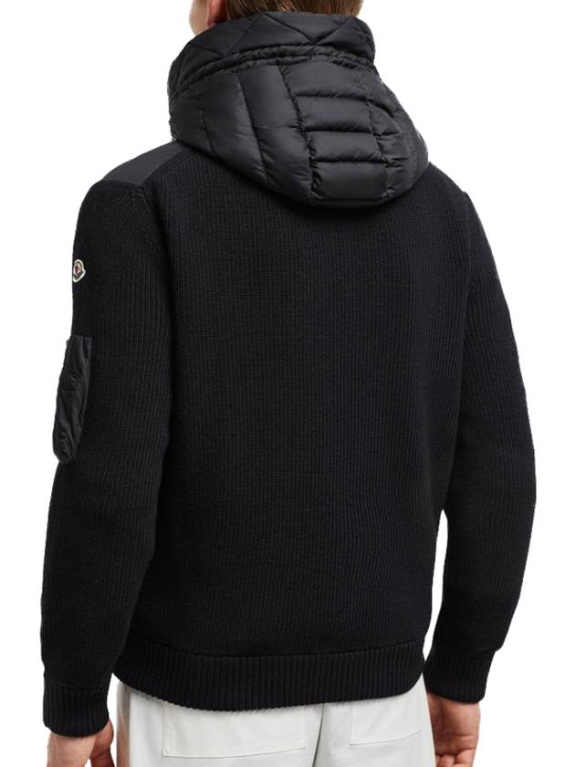 Tricot hooded padded zip up cardigan black 091 9B50800 A9340 999 - MONCLER - BALAAN 3